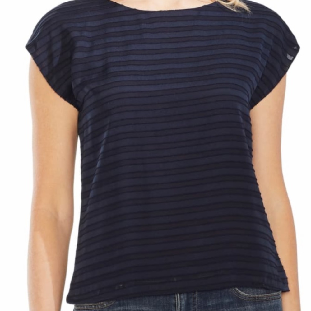Vince Camuto – Sheer Stripe Front Top